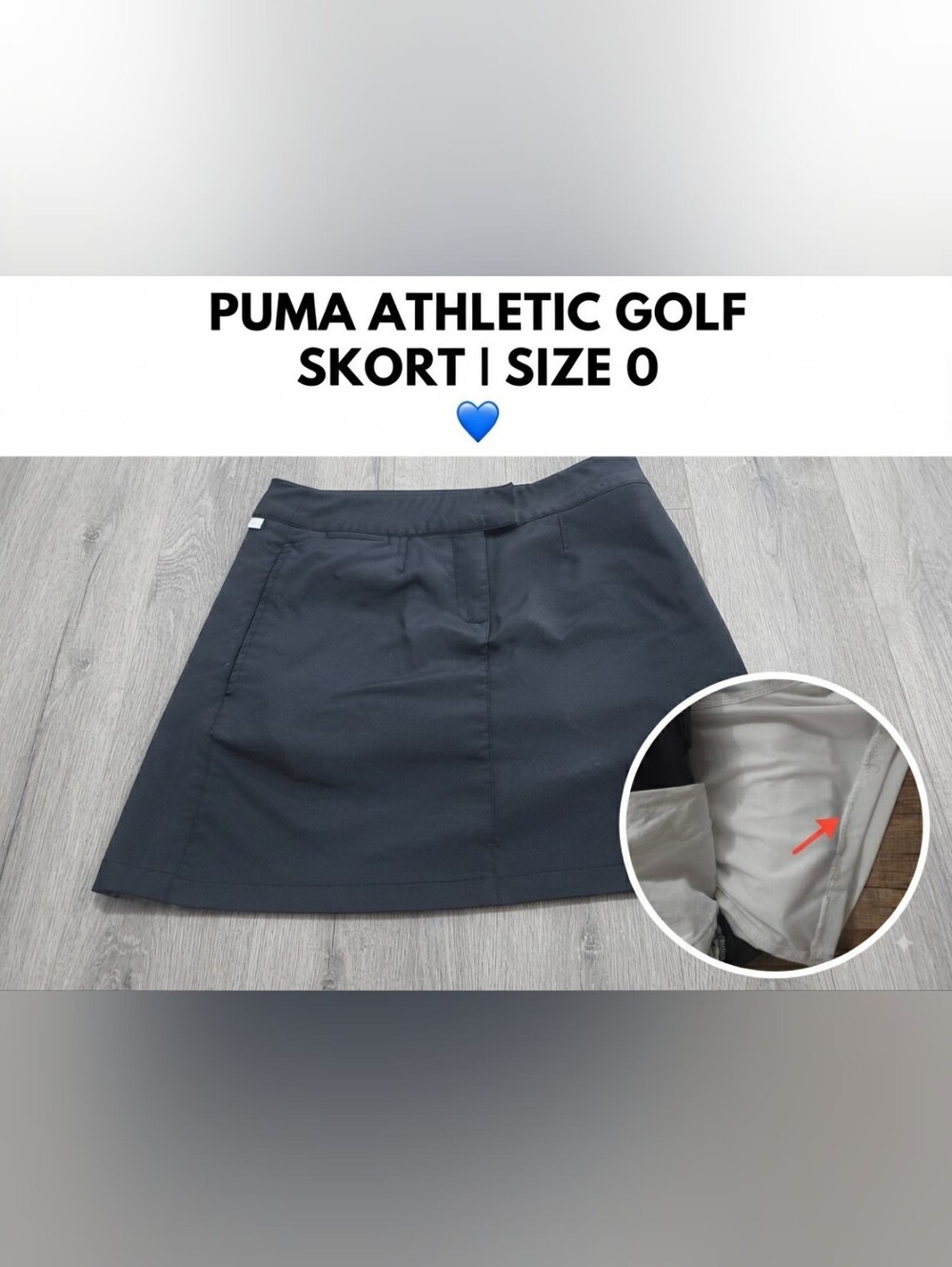 ​Puma Black Athletic Golf Skort with Built-in Shorts Size 0 🖤🤍